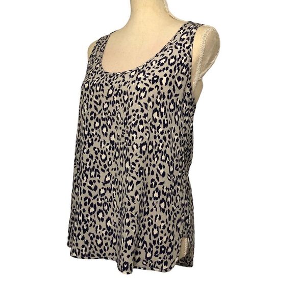 Joie 100% Silk Pullover Sleeveless Blouse Racerback Animal Print Size Small - Picture 4 of 9
